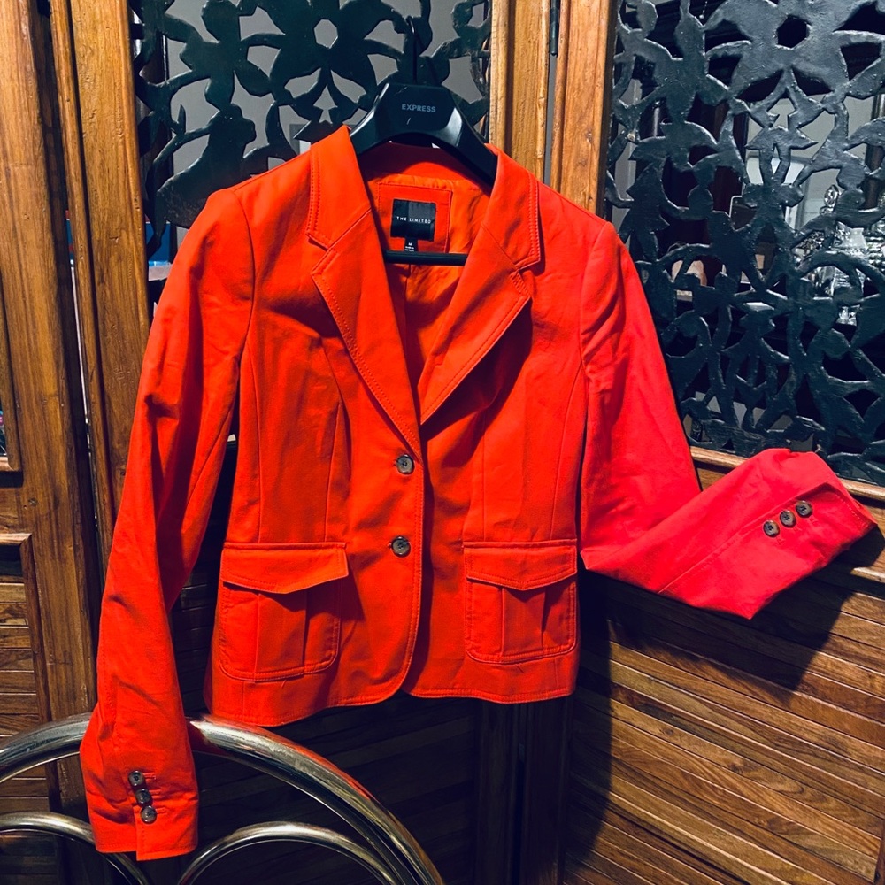 Vintage 90s Y2K The Limited Red Blazer Cottn Spndx